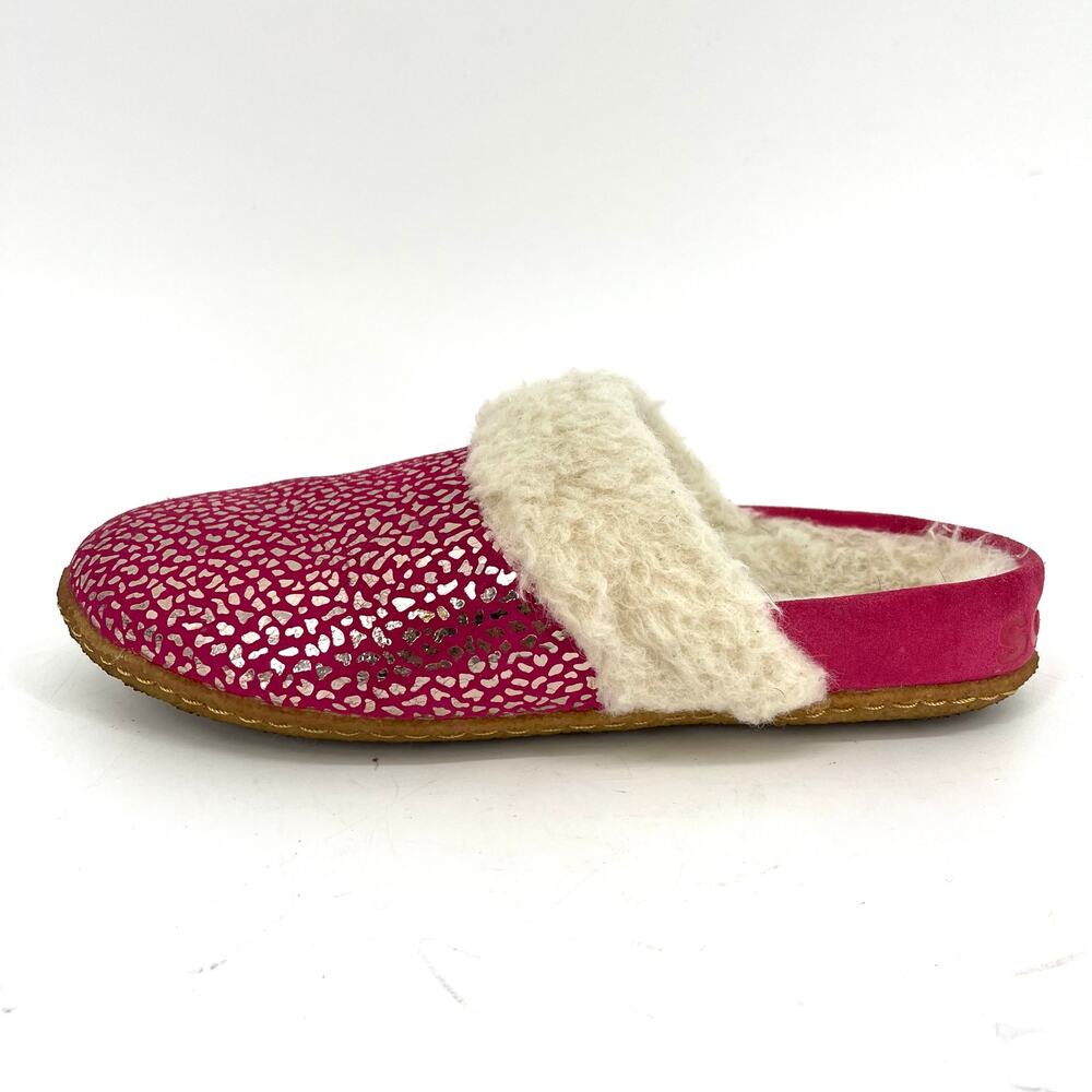 Sorel Nakiska Pink Suede Faux Fur Sparkle Scuff Mule Slippers Women's‎ Size 7